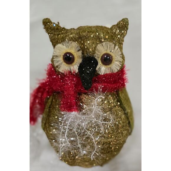 Holiday Time Christmas Brown 12" Owl Tree Topper Decorative, Glitter, Red Festiv - Picture 1 of 6